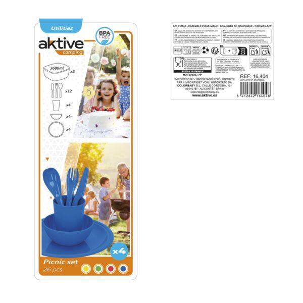 Picknick-Set Aktive 22,5 x 1,5 x 22,5 cm Polypropylen (4 Stück) – Bild 6