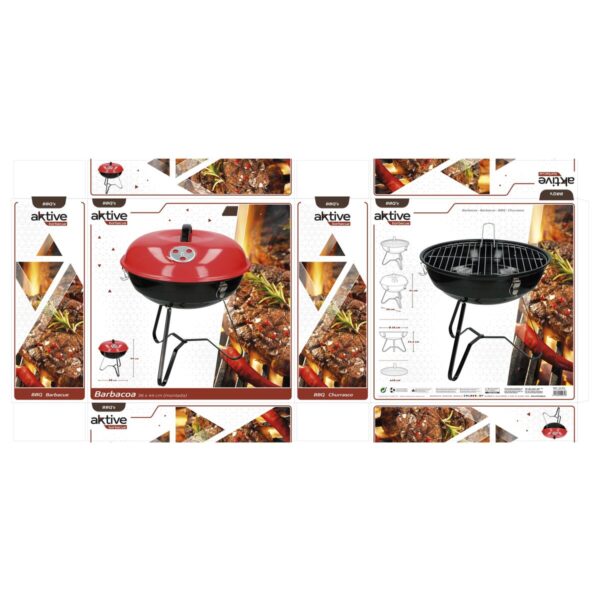 Grill Tragbarer Aktive Emailliertes Metall Ø 36 cm 36 x 44 x 36 cm (4 Stück) Rot – Bild 8