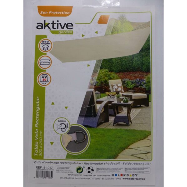 Sonnensegel Aktive Dreieckig Creme 200 x 0,5 x 300 cm (4 Stück) – Bild 5