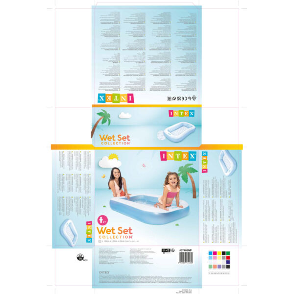 Aufblasbares Planschbecken für Kinder Intex rechteckig Blau Weiß 90 L 166 x 25 x 100 cm (6 Stück) – Bild 6