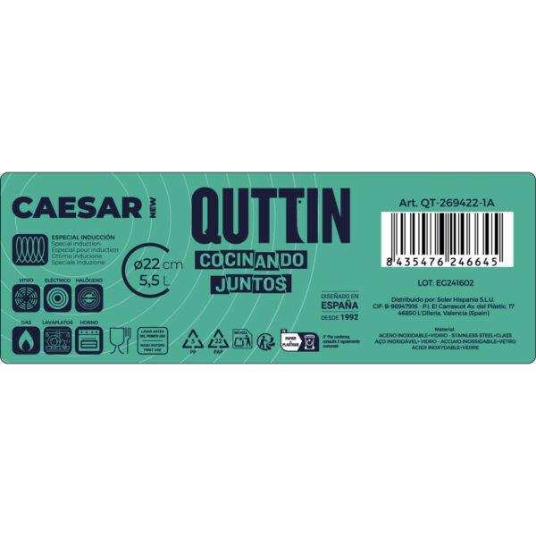 Topf mit Glasabdeckung Quttin Caesar Stahl ø 22 x 14,5 cm (4 Stück) – Bild 3