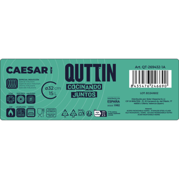 Topf mit Glasabdeckung Quttin Caesar Stahl ø 32 x 18,5 cm (2 Stück) – Bild 3