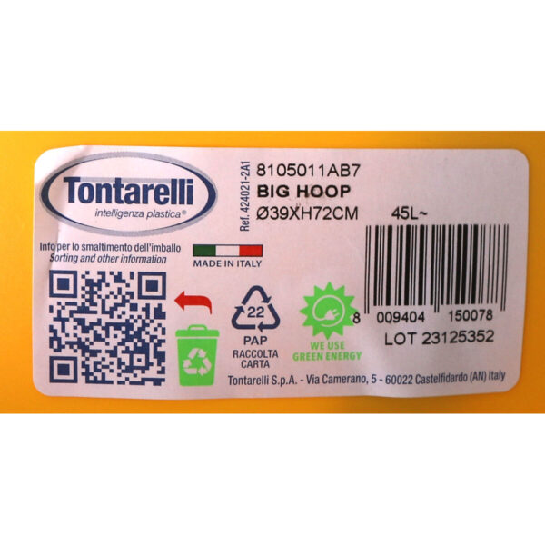 Abfalleimer Tontarelli Big hoop Gelb Schwarz 50 L (10 Stück) – Bild 3