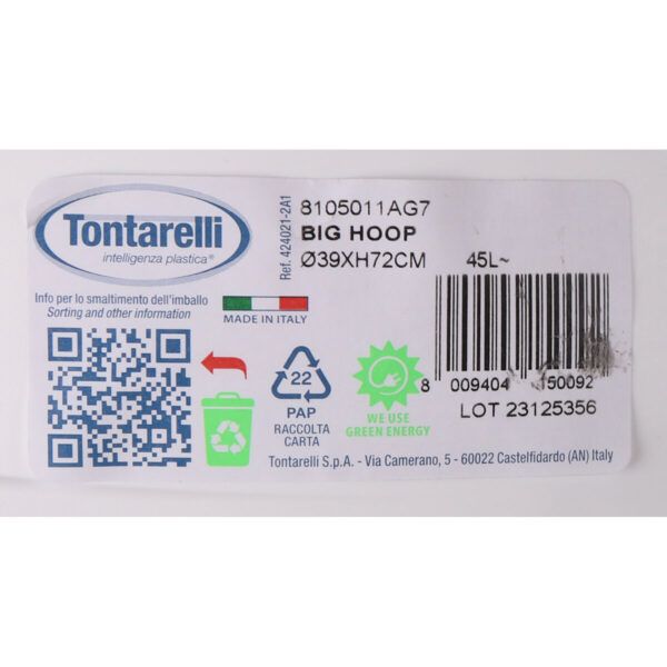 Abfalleimer Tontarelli Big hoop Weiß Schwarz 45 L (10 Stück) – Bild 3