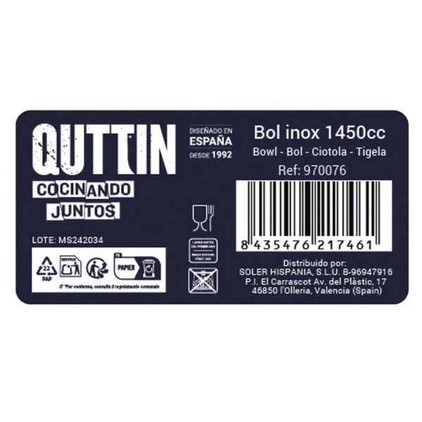 Schüssel Privilege Quttin 1450 ml Edelstahl Metall (24 Stück) – Bild 3