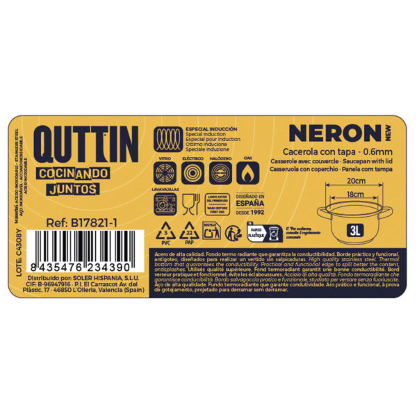 Topf mit Deckel Quttin New neron Ø 28 x 20 x 11 cm (6 Stück) – Bild 3