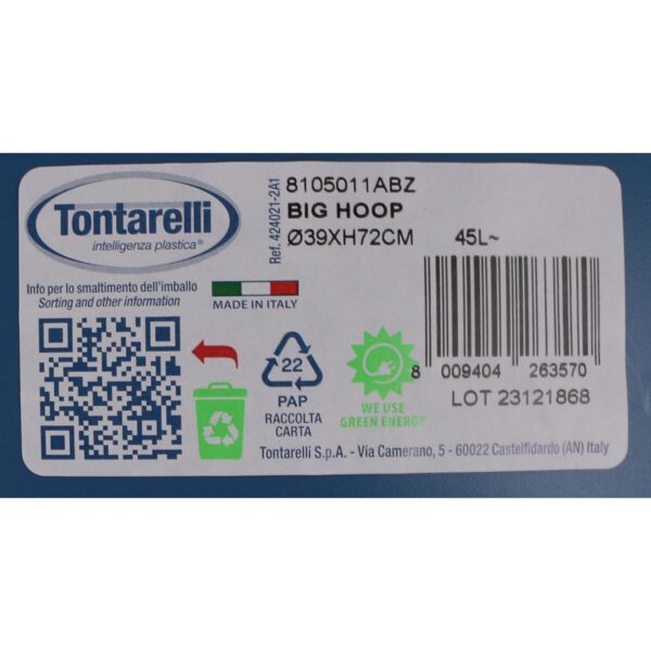 Abfalleimer Tontarelli Big hoop Blau Weiß 50 L (10 Stück) – Bild 3
