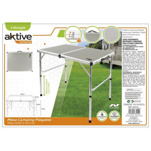 Table Klapptisch Aktive Camping Grau 90 x 70 x 60 cm (2 Stück) – Bild 8