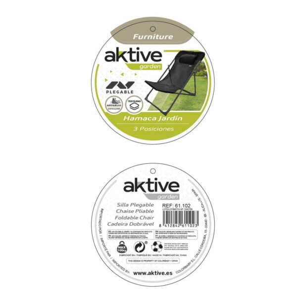 Liegestuhl Aktive Schwarz 53 x 87 x 78 cm (4 Stück) – Bild 4