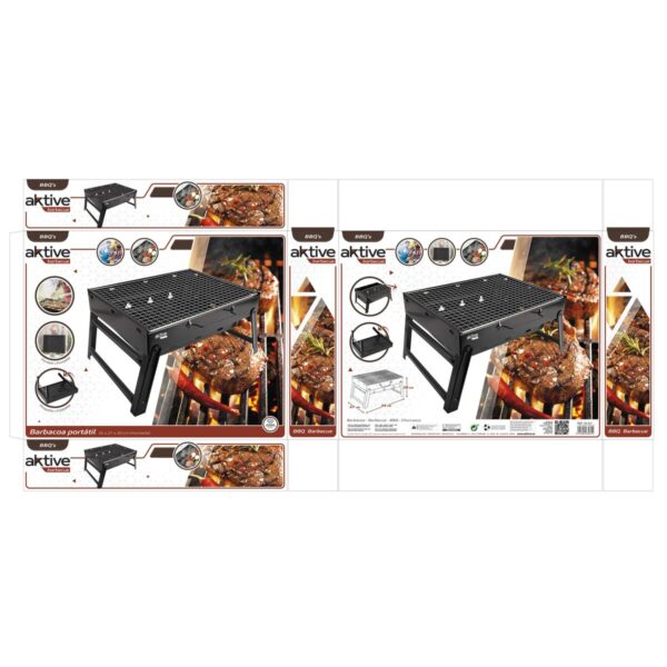 Grill Tragbarer Aktive rechteckig Schwarz Stahl 40 x 20 x 28 cm – Bild 8