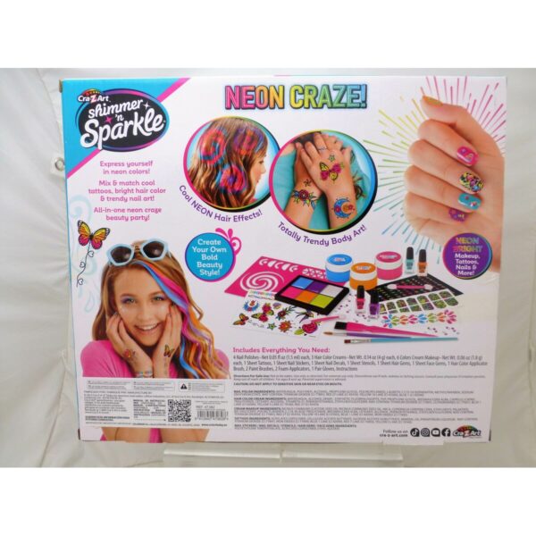 Schönheitsset Cra-Z-Art Ultimate Party 10 x 1 x 7,5 cm Für Kinder Neon Nägel Haar Körper 4 Stück – Bild 3