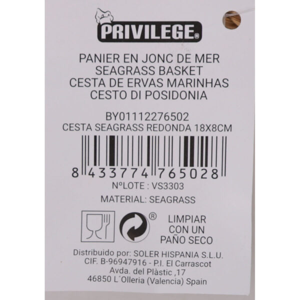 Mehrzweckkorb Privilege Seegras rund kreisförmig 18 x 8 cm (24 Stück) – Bild 3