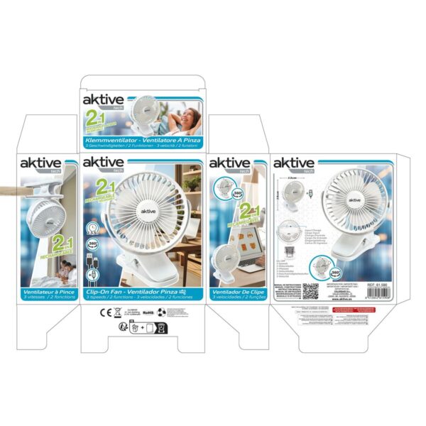 Wiederaufladbarer Schreibtischventilator Aktive (6 Stück) – Bild 8