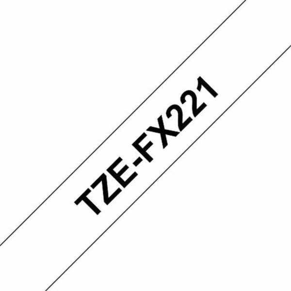 Laminiertes Klebeband zur Kennzeichnung von Maschinen Brother TZe-FX221 Schwarz Schwarz/Weiß (9 mm x 8 m) – Bild 2