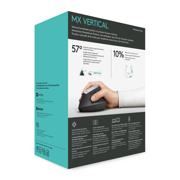 Schnurlose Mouse Logitech MX Vertical Graphit – Bild 8