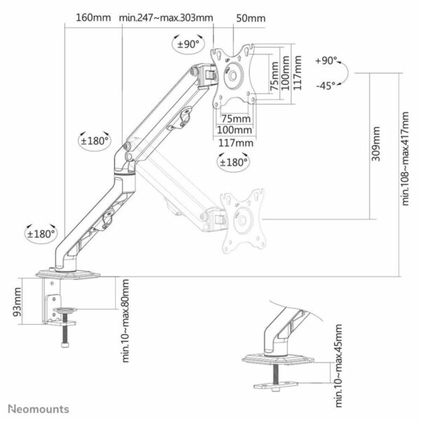 Bildschirm-Träger für den Tisch Neomounts FPMA-D650BLACK – Bild 2