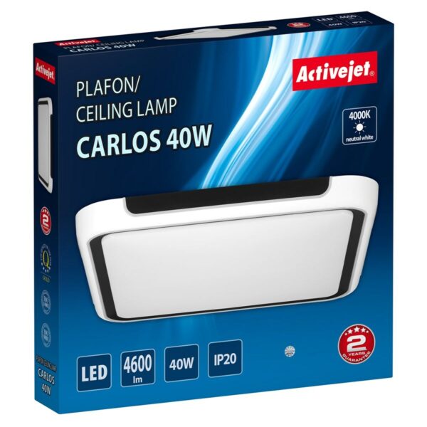 Deckenlampe Activejet AJE-CARLOS 40W Weiß Schwarz 80 (4000 K) – Bild 3