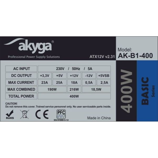 Stromquelle Akyga AK-B1-400 400 W ATX RoHS – Bild 5