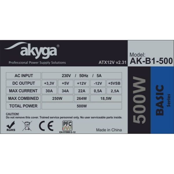 Stromquelle Akyga AK-B1-500 500 W RoHS CE Verkabelt ATX – Bild 4