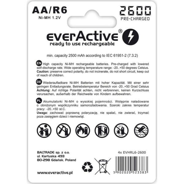 Akkus EverActive EVHRL6-2600 2500 mAh 1,2 V – Bild 2