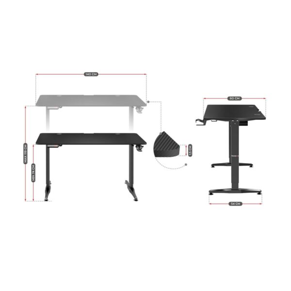 Schreibtisch Huzaro HZ-Hero 8.5 Schwarz 140 x 60 cm – Bild 8