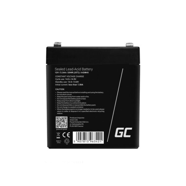 Batterie für Unterbrechungsfreies Stromversorgungssystem USV Green Cell AGM45 5,2 Ah 12 V – Bild 2