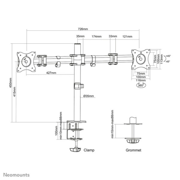 Bildschirm-Träger für den Tisch Neomounts NM-D135DBLACK – Bild 2