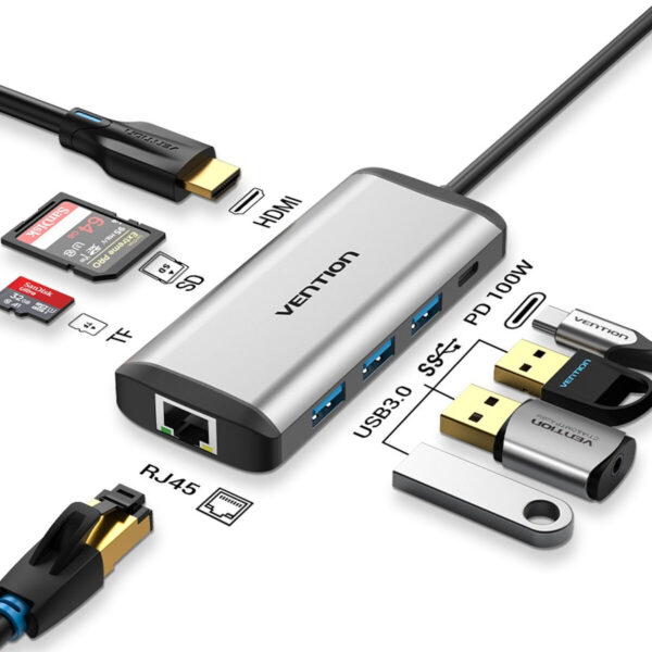Hub USB Vention CNDHB Silberfarben – Bild 2