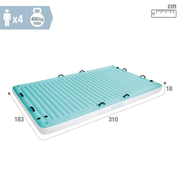 Aufblasbare Schwimmhilfe Intex Decke Weiß türkis 310 x 18 x 183 cm – Bild 6