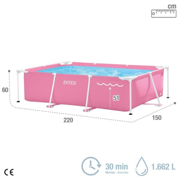 Schwimmbad Abnehmbar Intex Small Frame Familiar 28266NP 220 x 60 x 150 cm Rosa – Bild 5