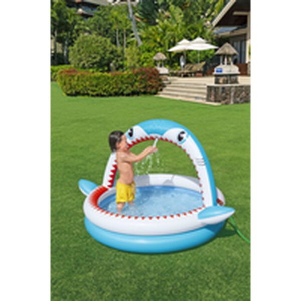 Bestway Aufblasbares Kinderbecken 2 Ringe Haifisch Sprinkler 163x127x92 cm +2 Jahre Garten 53157 – Bild 4