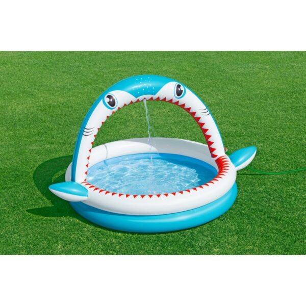 Bestway Aufblasbares Kinderbecken 2 Ringe Haifisch Sprinkler 163x127x92 cm +2 Jahre Garten 53157 – Bild 5