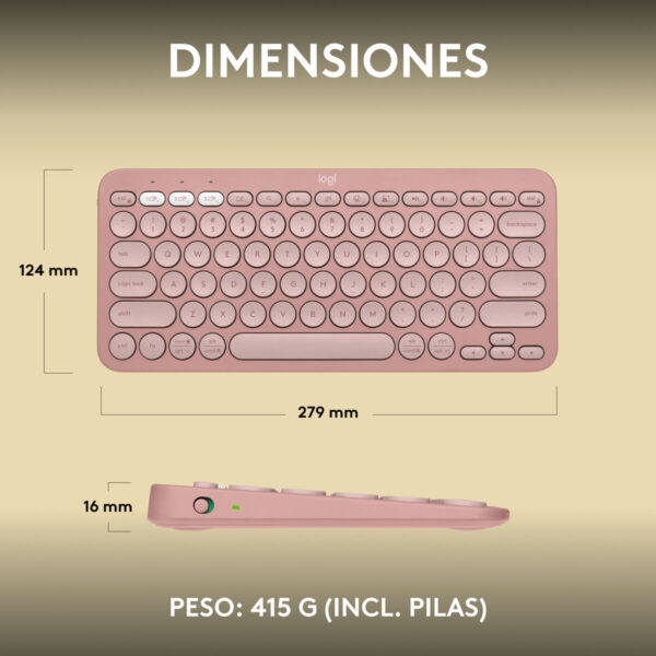 Drahtlose Tastatur Logitech K380s Rosa Qwerty Spanisch – Bild 8