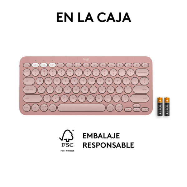 Drahtlose Tastatur Logitech K380s Rosa Qwerty Spanisch – Bild 6