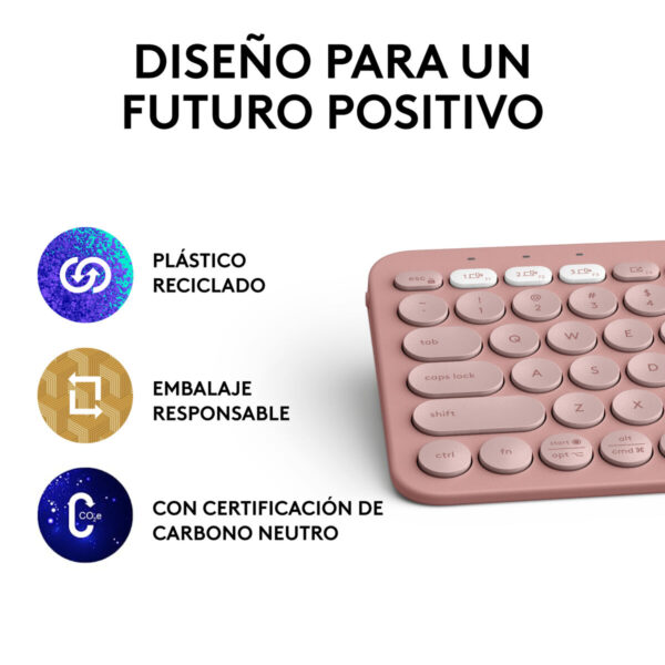 Drahtlose Tastatur Logitech K380s Rosa Qwerty Spanisch – Bild 4
