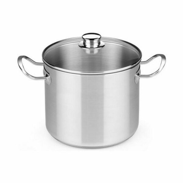 Topf mit Glasabdeckung BRA A343937 Ø 30 cm Stahl Metall Edelstahl Edelstahl 18/10