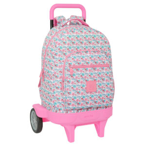 Schulrucksack mit Rädern Moos Flores Bunt 33 x 45 x 22 cm