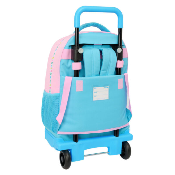 Schulrucksack mit Rädern Benetton Unique Rosa türkis 33 x 45 x 22 cm – Bild 3