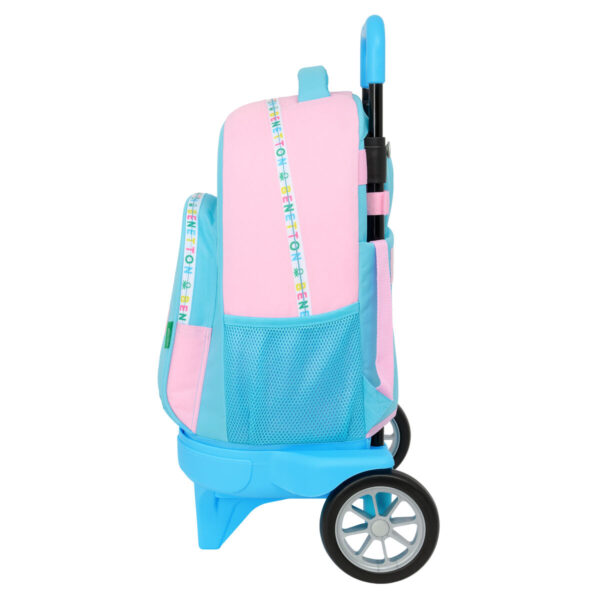 Schulrucksack mit Rädern Benetton Unique Rosa türkis 33 x 45 x 22 cm – Bild 3