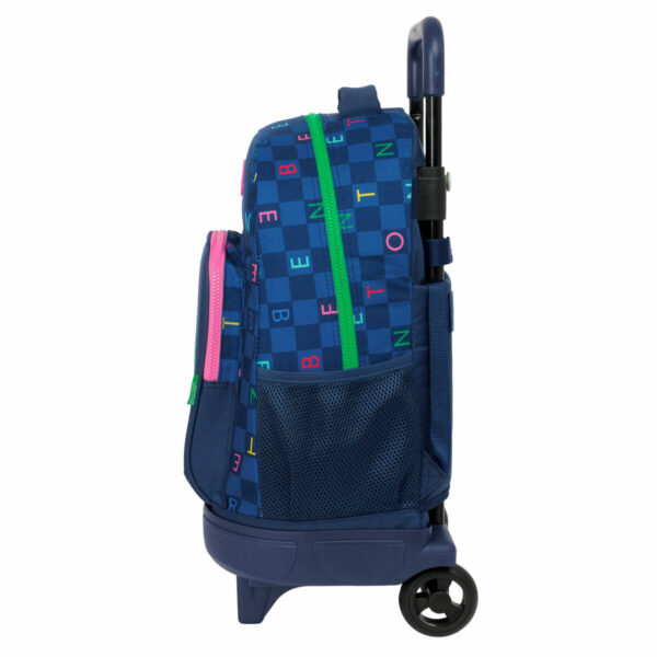 Schulrucksack mit Rädern Benetton Damero Marineblau 33 x 45 x 22 cm – Bild 3