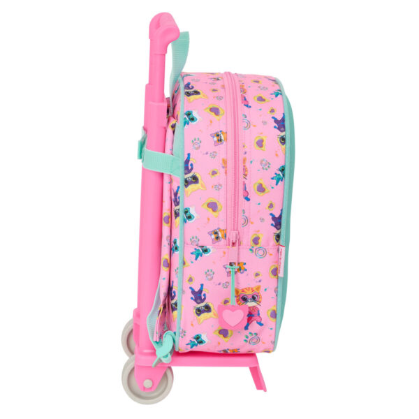 Schulrucksack mit Rädern SuperKitties Rosa türkis 22 x 27 x 10 cm – Bild 2
