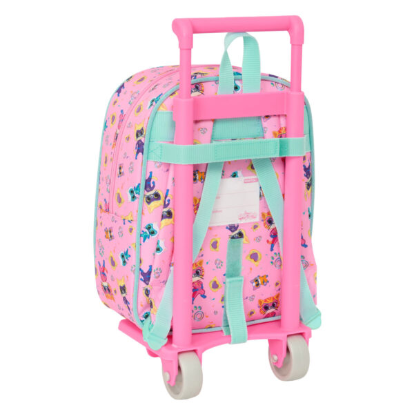 Schulrucksack mit Rädern SuperKitties Rosa türkis 22 x 27 x 10 cm – Bild 3