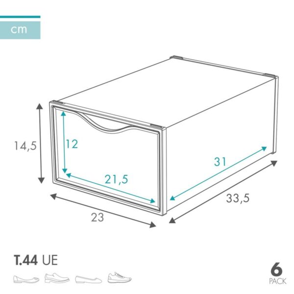 Stapelbarer Schuhkarton Max Home Weiß 6 Stück Polypropylen ABS 23 x 14,5 x 33,5 cm – Bild 6