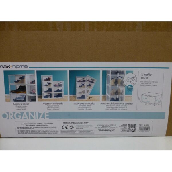 Stapelbarer Schuhkarton Max Home Weiß 6 Stück Polypropylen ABS 35 x 18,5 x 27 cm – Bild 7