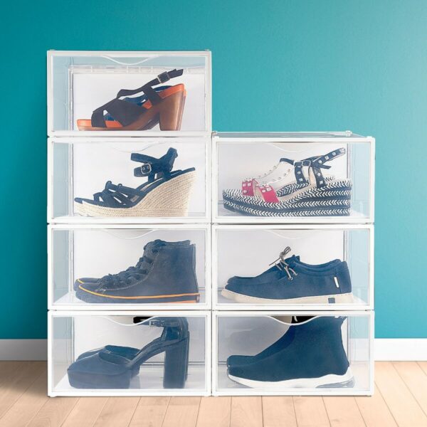 Stapelbarer Schuhkarton Max Home Weiß 6 Stück Polypropylen ABS 35 x 18,5 x 27 cm – Bild 6