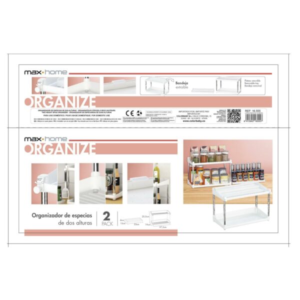 Organizer für Küchenschränke Max Home Weiß 2 Regale 2 Stück 37,5 x 25,5 x 19 cm – Bild 7