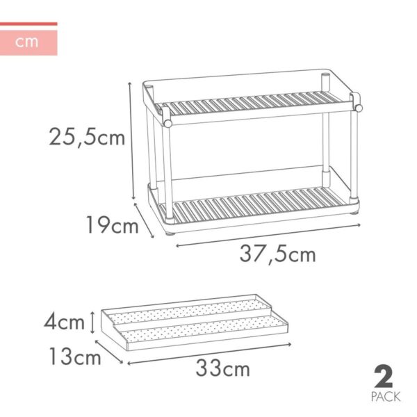 Organizer für Küchenschränke Max Home Weiß 2 Regale 2 Stück 37,5 x 25,5 x 19 cm – Bild 5
