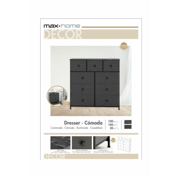 Kommode Max Home Schwarz Grau Marmor 100 x 100 x 30 cm – Bild 8