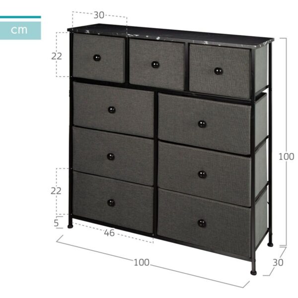 Kommode Max Home Schwarz Grau Marmor 100 x 100 x 30 cm – Bild 4