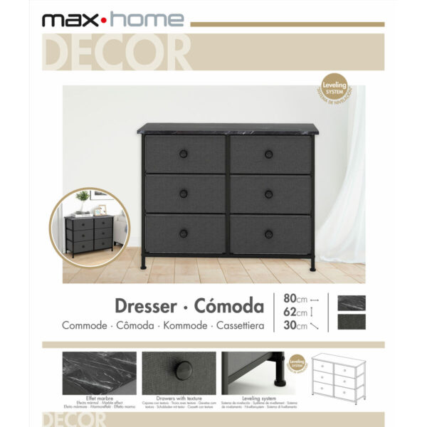 Kommode Max Home Grau Marmor 80 x 62 x 30 cm – Bild 8